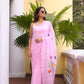 Baby Pink Embroidered Mulmul Cotton Saree