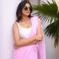 Baby Pink Embroidered Mulmul Cotton Saree