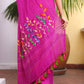 Magenta Embroidered Mulmul Cotton Saree