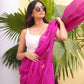 Magenta Embroidered Mulmul Cotton Saree