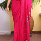 Pink Embroidered Mulmul Cotton Saree