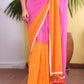 Pink Orange Tie Dye Mulmul Cotton Saree