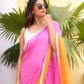 Pink Orange Tie Dye Mulmul Cotton Saree