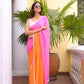 Pink Orange Tie Dye Mulmul Cotton Saree