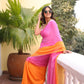 Pink Orange Tie Dye Mulmul Cotton Saree