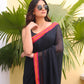 Deep Black Mulmul Cotton Saree