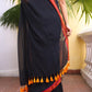 Deep Black Mulmul Cotton Saree