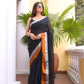 Classic Black Zari Mulmul Cotton Saree