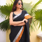Classic Black Zari Mulmul Cotton Saree