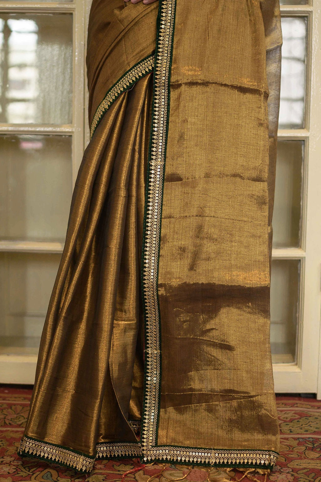 Golden Zari Tissue Saree