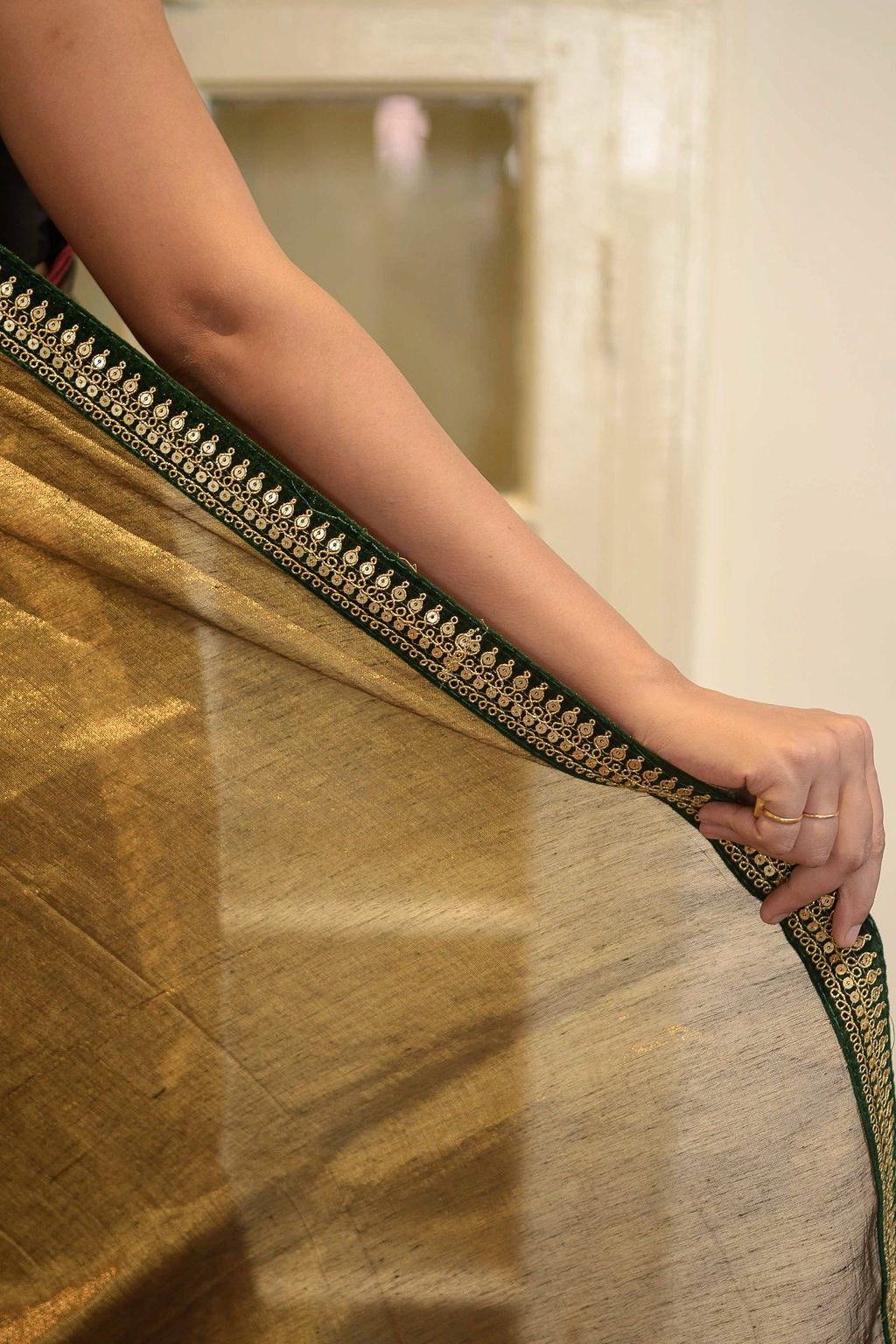 Golden Zari Tissue Saree