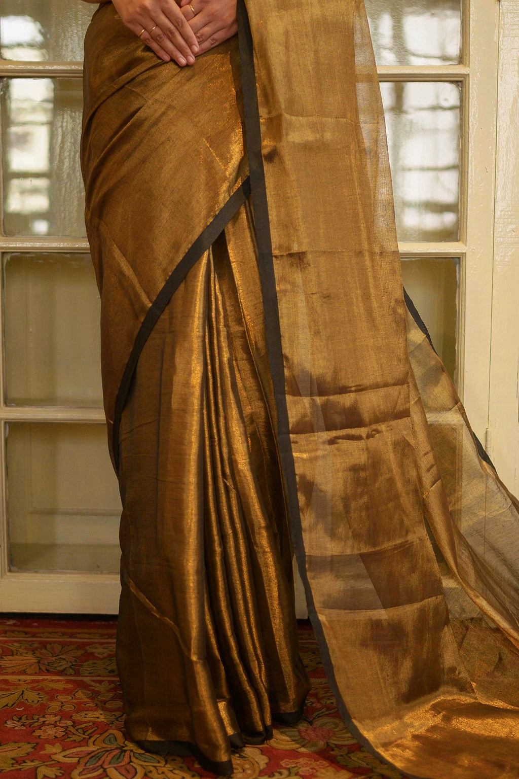 Golden Black Tissue Saree