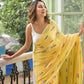 Yellow Embroidery Mulmul Cotton Saree