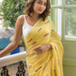 Yellow Embroidery Mulmul Cotton Saree