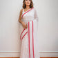 White And Red Mulmul Cotton Saree