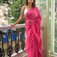 Pink Ruffle Mulmul Cotton Saree