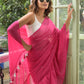 Pink Ruffle Mulmul Cotton Saree