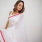 White And Red Mulmul Cotton Saree