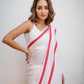 White And Red Mulmul Cotton Saree