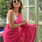 Pink Ruffle Mulmul Cotton Saree