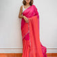 Pink And Orange Mulmul Cotton Saree