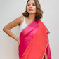 Pink And Orange Mulmul Cotton Saree