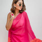 Pink And Orange Mulmul Cotton Saree