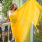 Yellow Sequined Mulmul Cotton Saree