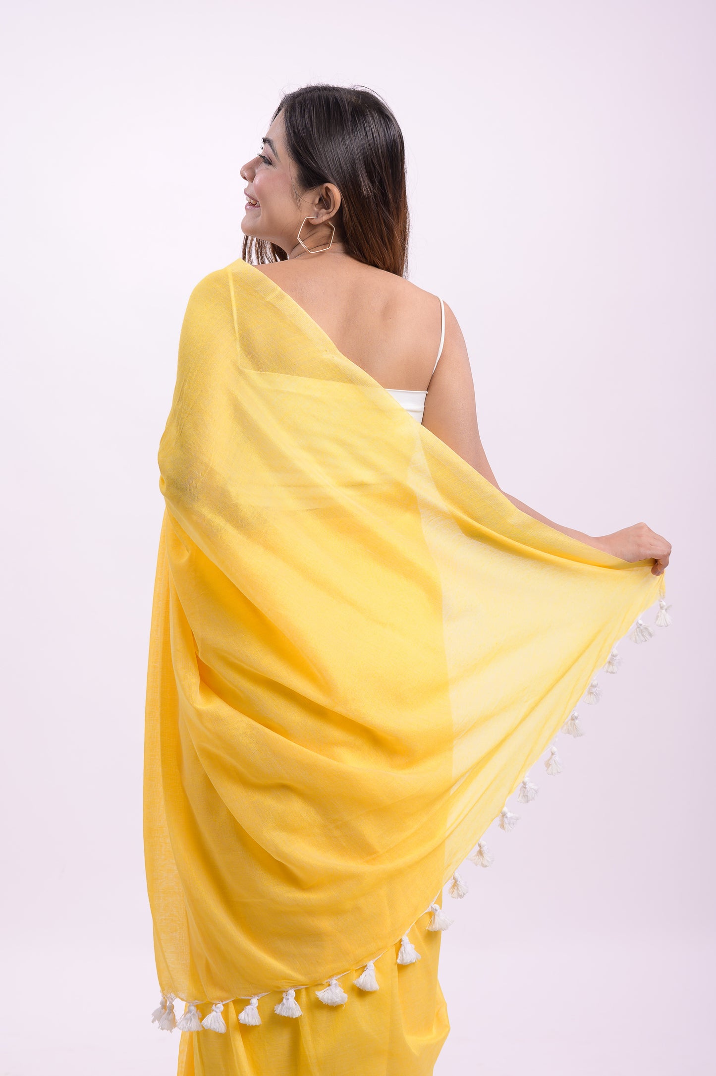 Yellow Soft Cotton Saree
