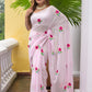 Baby Pink Embroidery Mulmul Cotton Saree