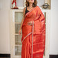 Red Zari Tissue Saree