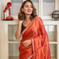 Red Zari Tissue Saree