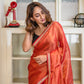 Red Zari Tissue Saree