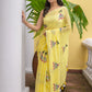 Yellow Embroidery Mulmul Cotton Saree