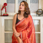 Red Zari Tissue Saree