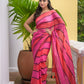 Pink Orange Mulmul Cotton Saree