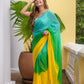 Green Yellow Tie Dye Mulmul Cotton Saree