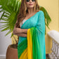 Green Yellow Tie Dye Mulmul Cotton Saree
