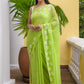 Hand Painted Green Mulmul Cotton Saree