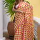 Gingham Mulmul Cotton Saree