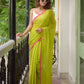 Green And Pink Mulmul Cotton Saree