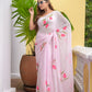 Hand Painted Baby Pink Mulmul Cotton Saree