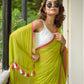 Green And Pink Mulmul Cotton Saree