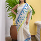 White Flower Mulmul Cotton Saree