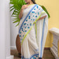 White Flower Mulmul Cotton Saree