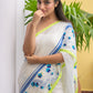 White Flower Mulmul Cotton Saree