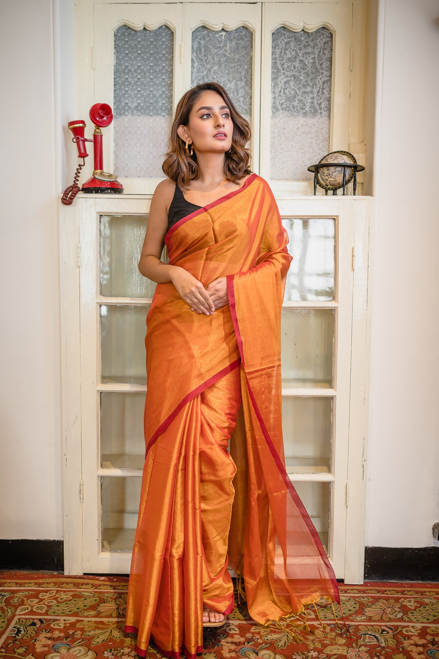 Red Tissue Saree