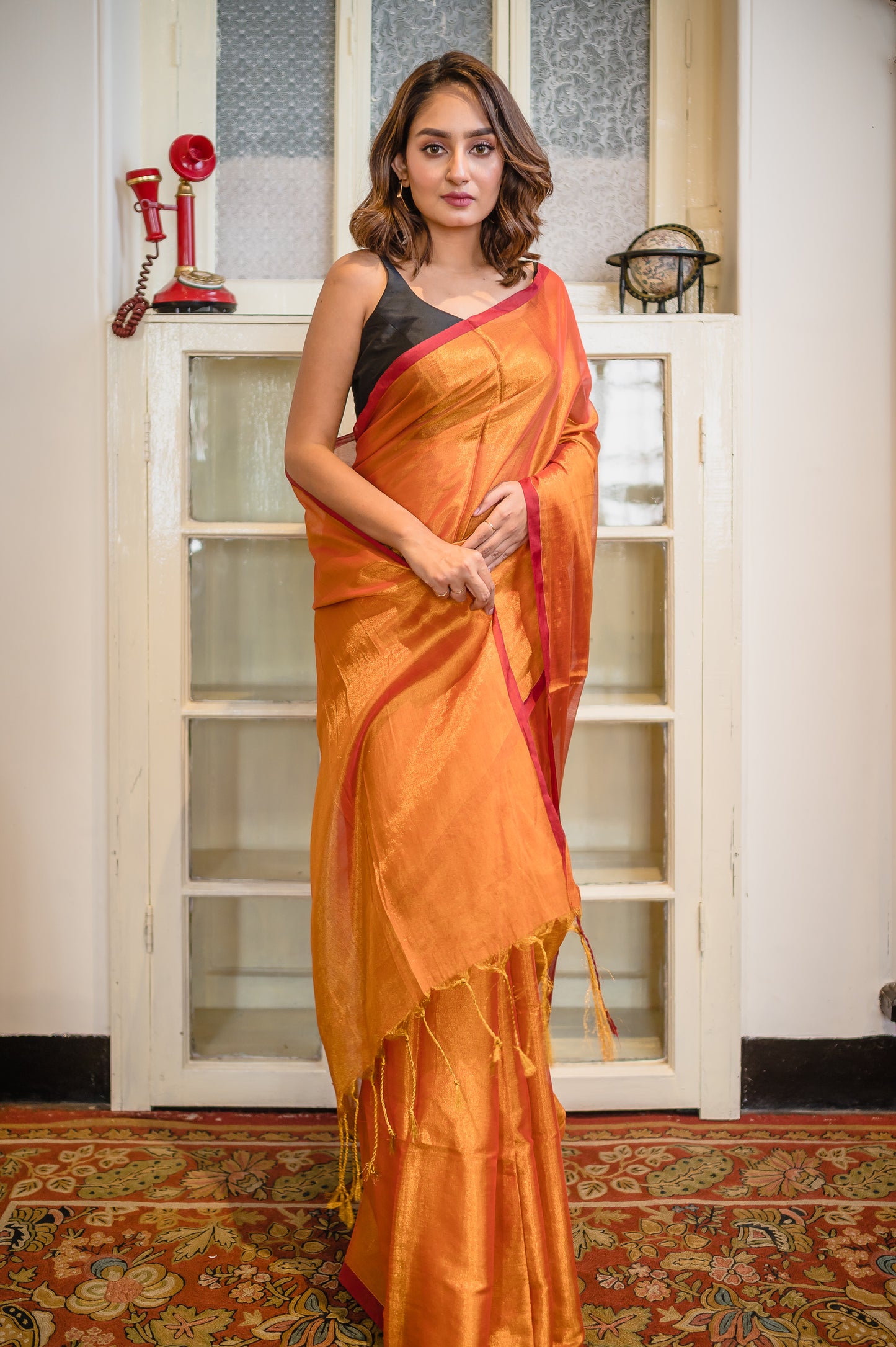 Red Tissue Saree