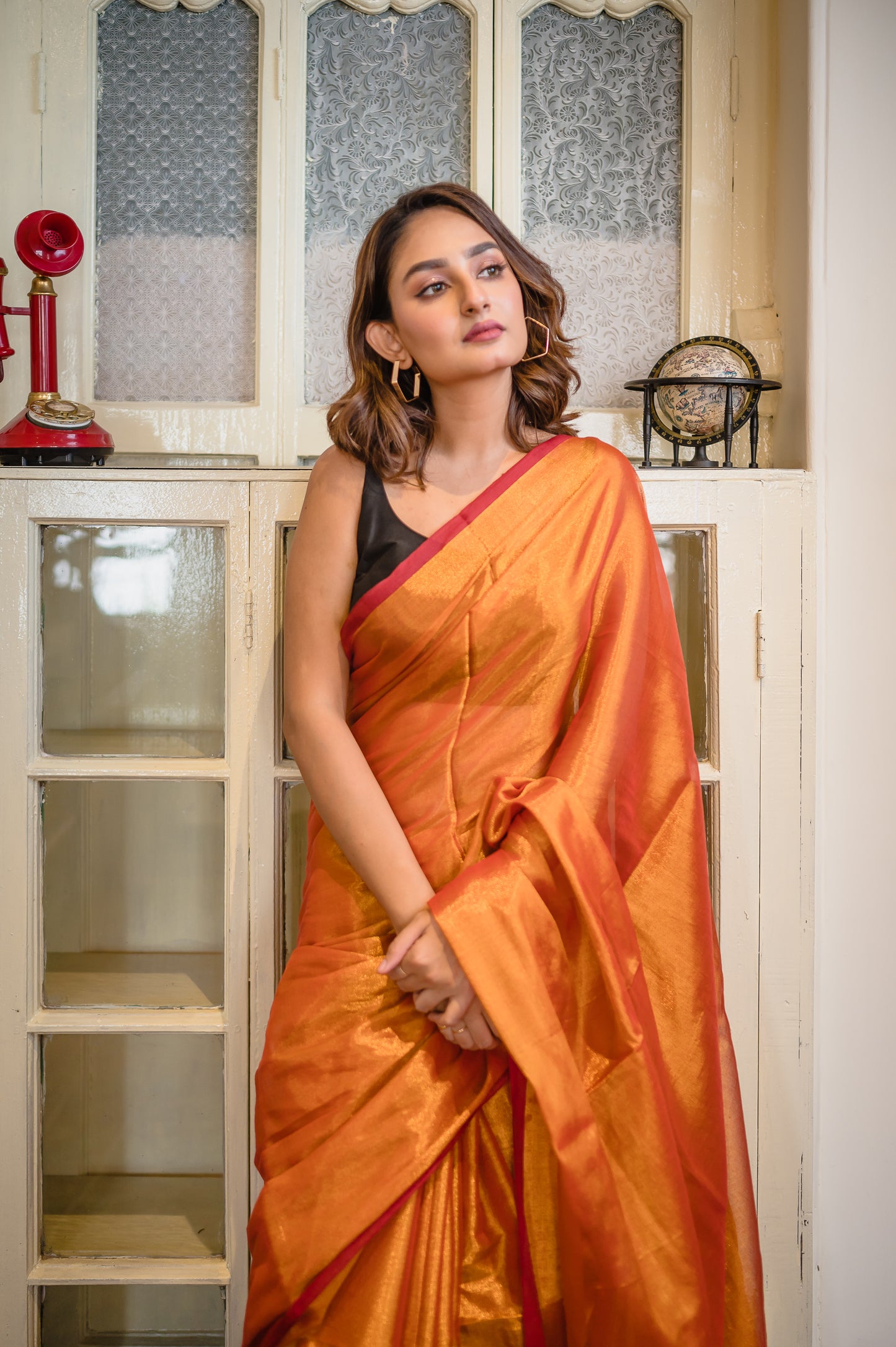 Red Tissue Saree