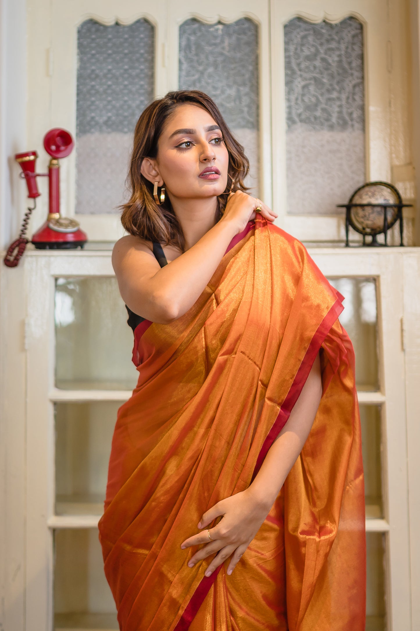 Red Tissue Saree